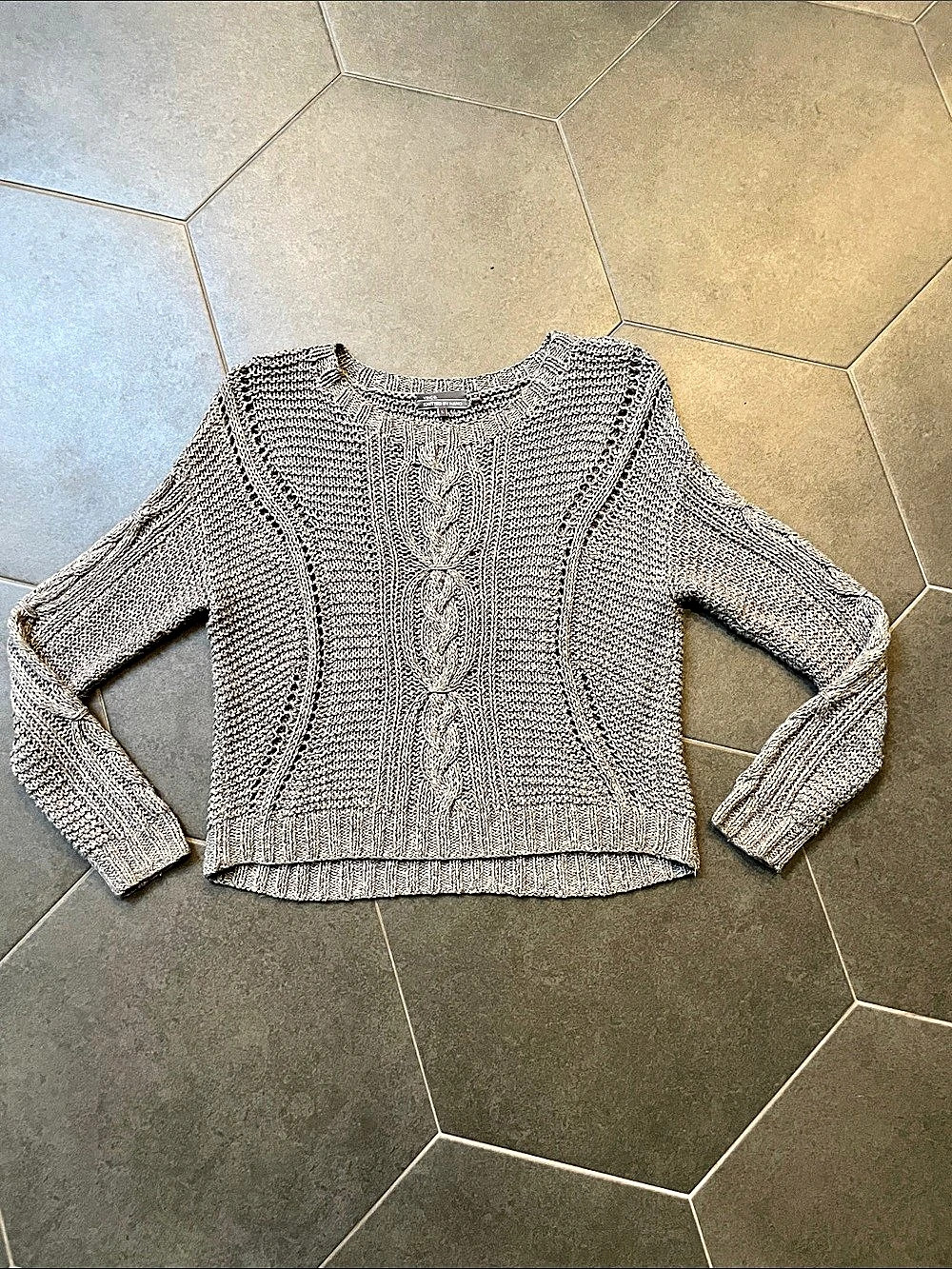 Vince Cable Knit Sweater in Gray Size Large